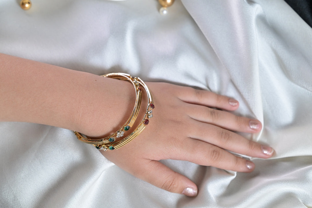 Chamkeela Faux Golden Meenakari Bangles