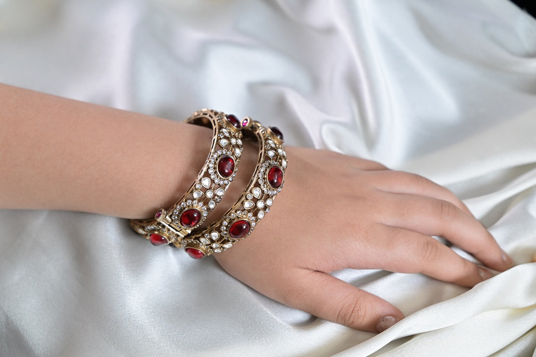 Mehfil Antique Red Polki Bangles