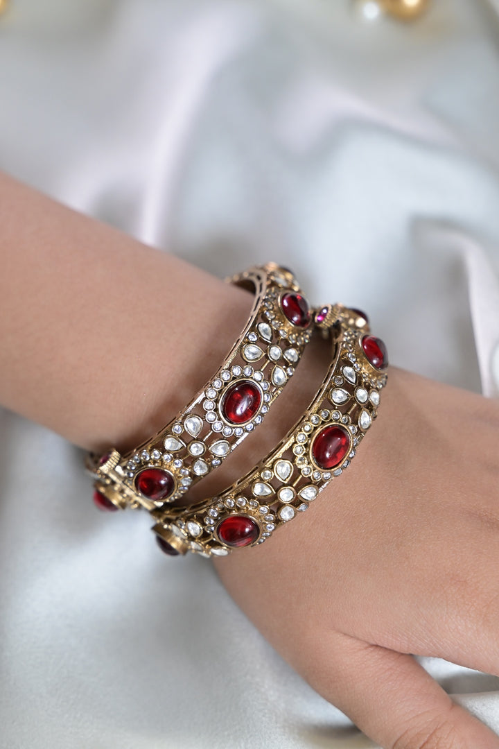 Mehfil Antique Red Polki Bangles