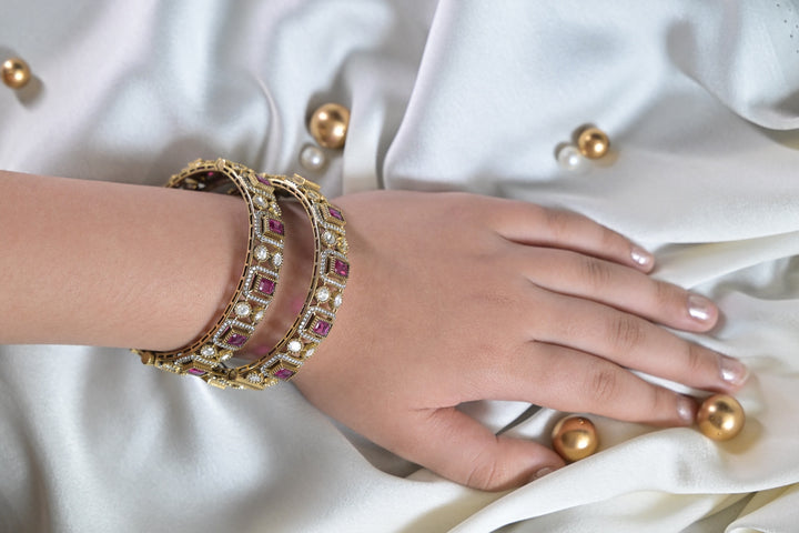 Parvati Multicolor-Stone Temple Oxidized Bangles