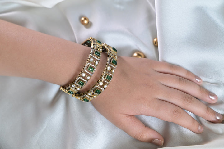 Parvati Multicolor-Stone Temple Oxidized Bangles