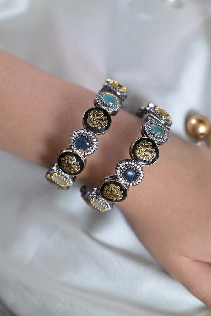 Nakhra Oxidized Multicolored Polki Bangles