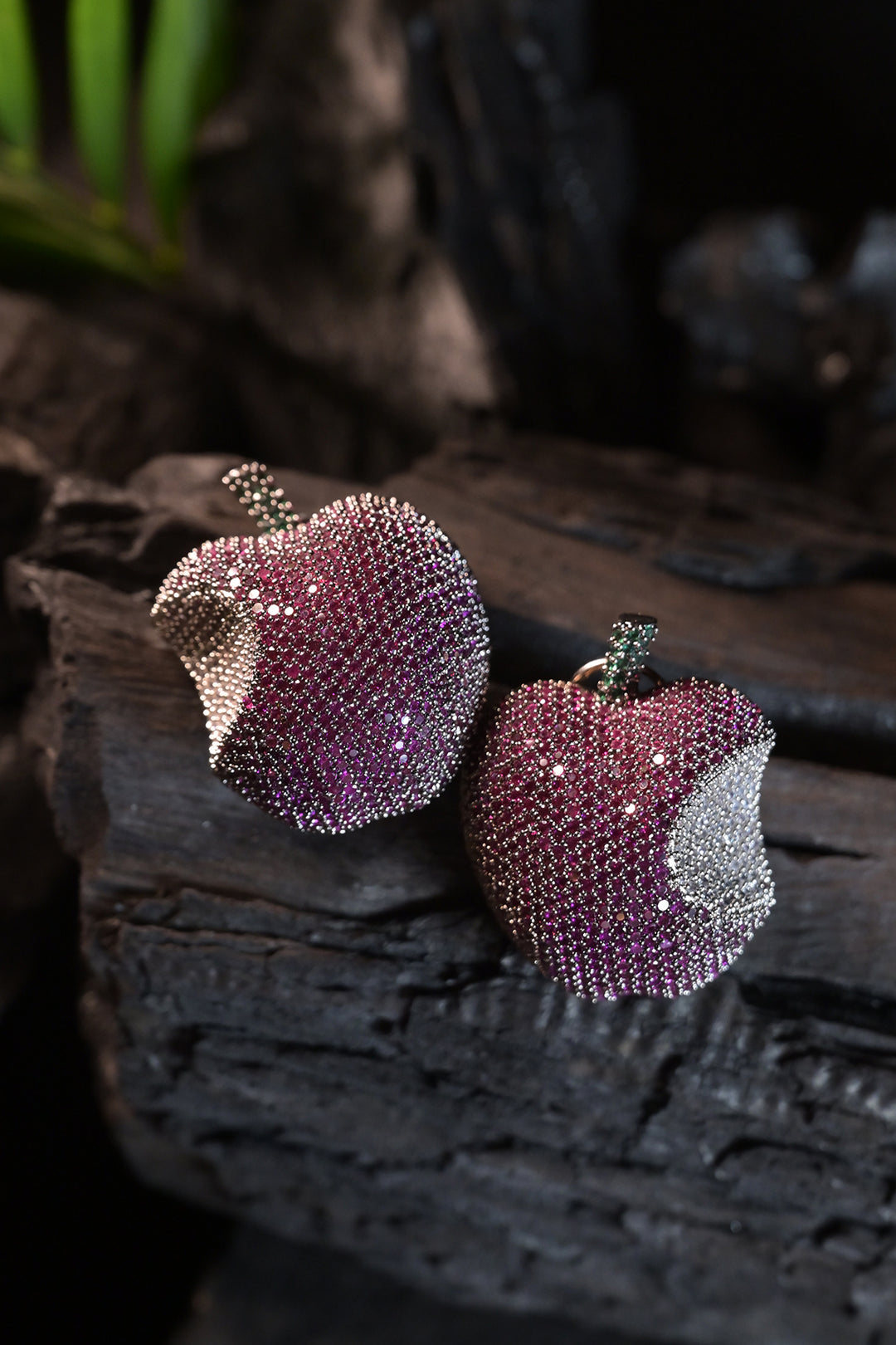 Apple Oxidised Diamond Studs