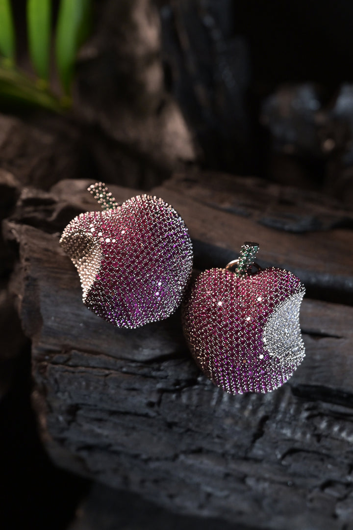 Apple Oxidised Diamond Studs