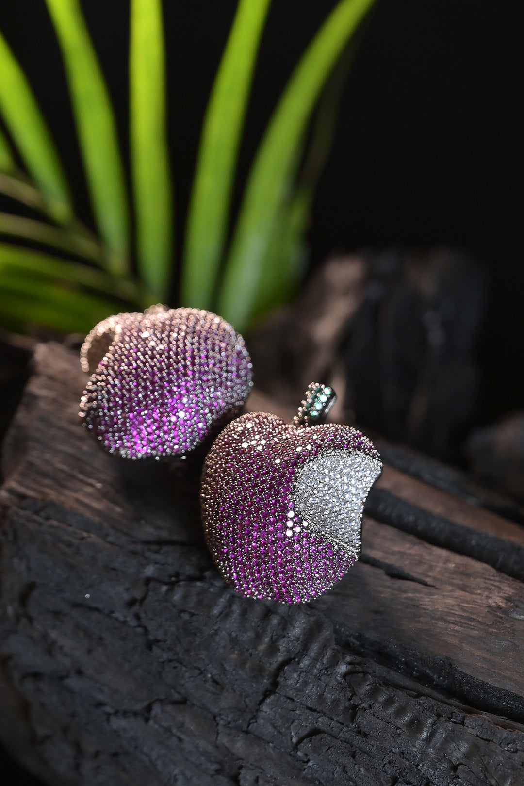 Apple Oxidised Diamond Studs