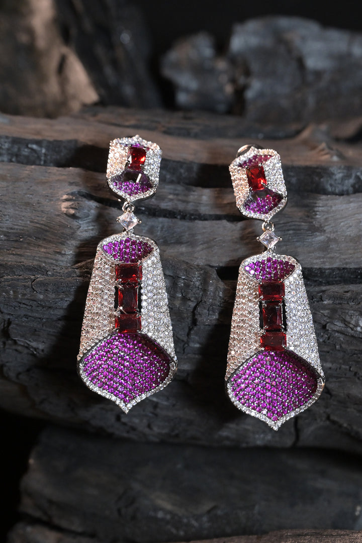 Ruby Oxidised Leaf Earrings