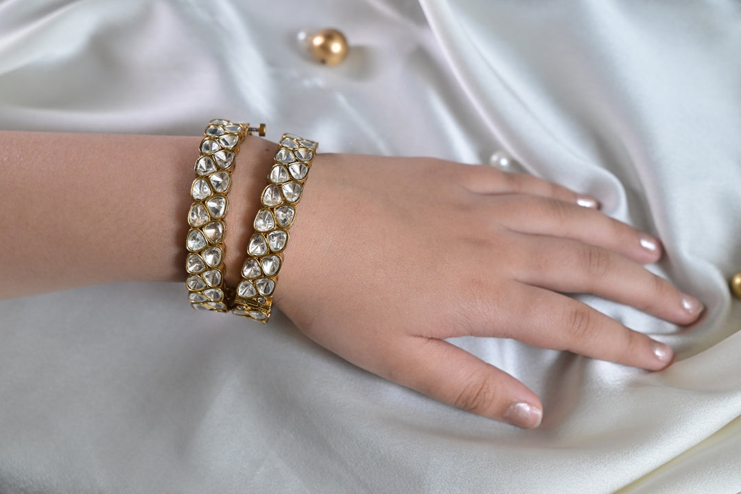 Jharokha Sleek Golden Polki Bangles