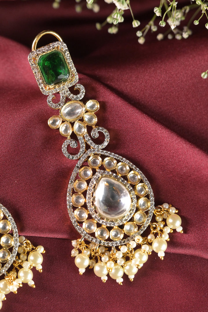 Rama Kundan Pearl Long Dangler Earrings