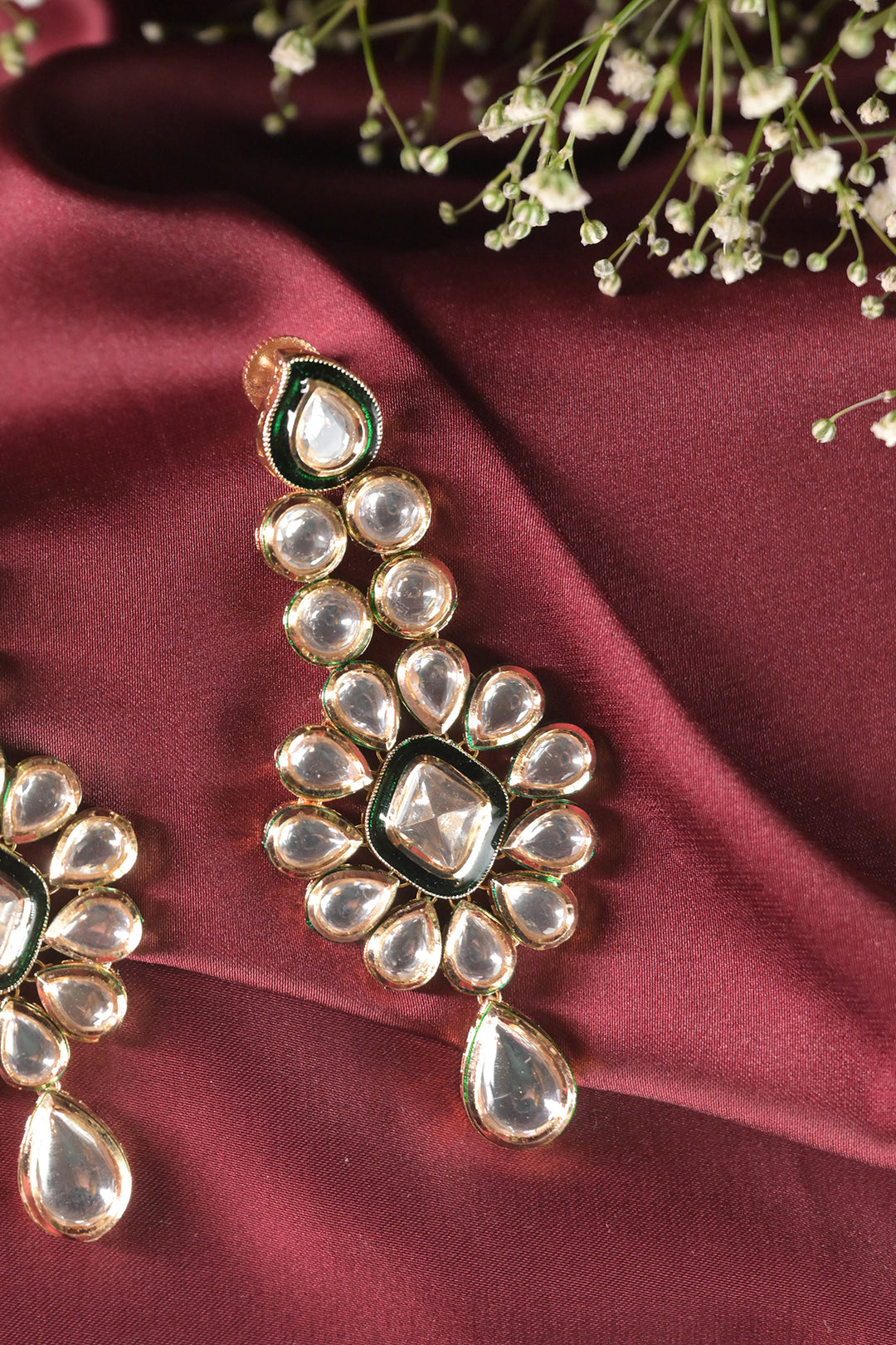 Vaidehi Polki Long Drop Dangler Earrings