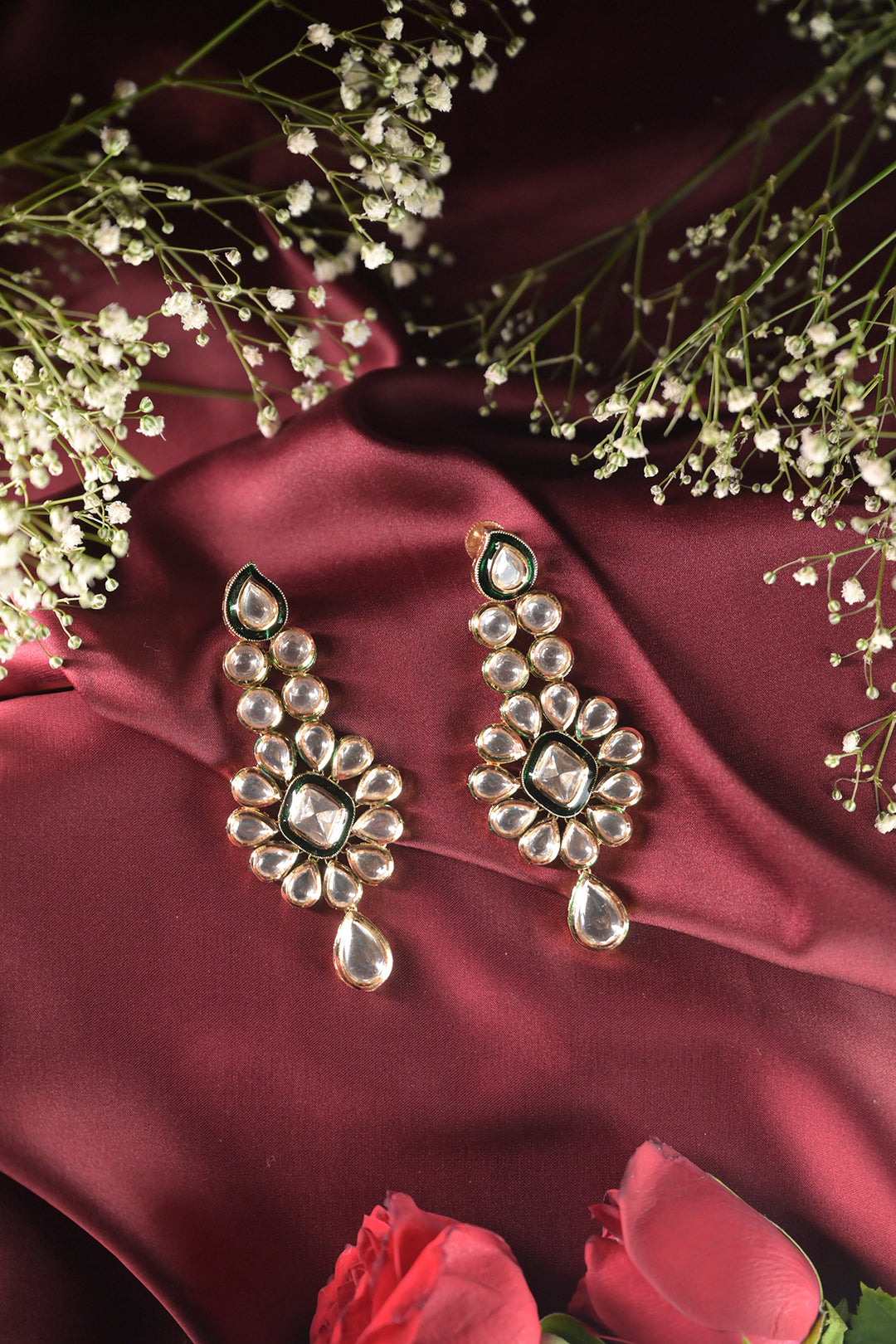 Vaidehi Polki Long Drop Dangler Earrings