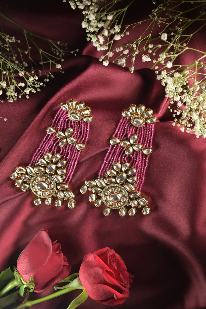 Vedi Wide Kundan Traditional Dangler Earrings