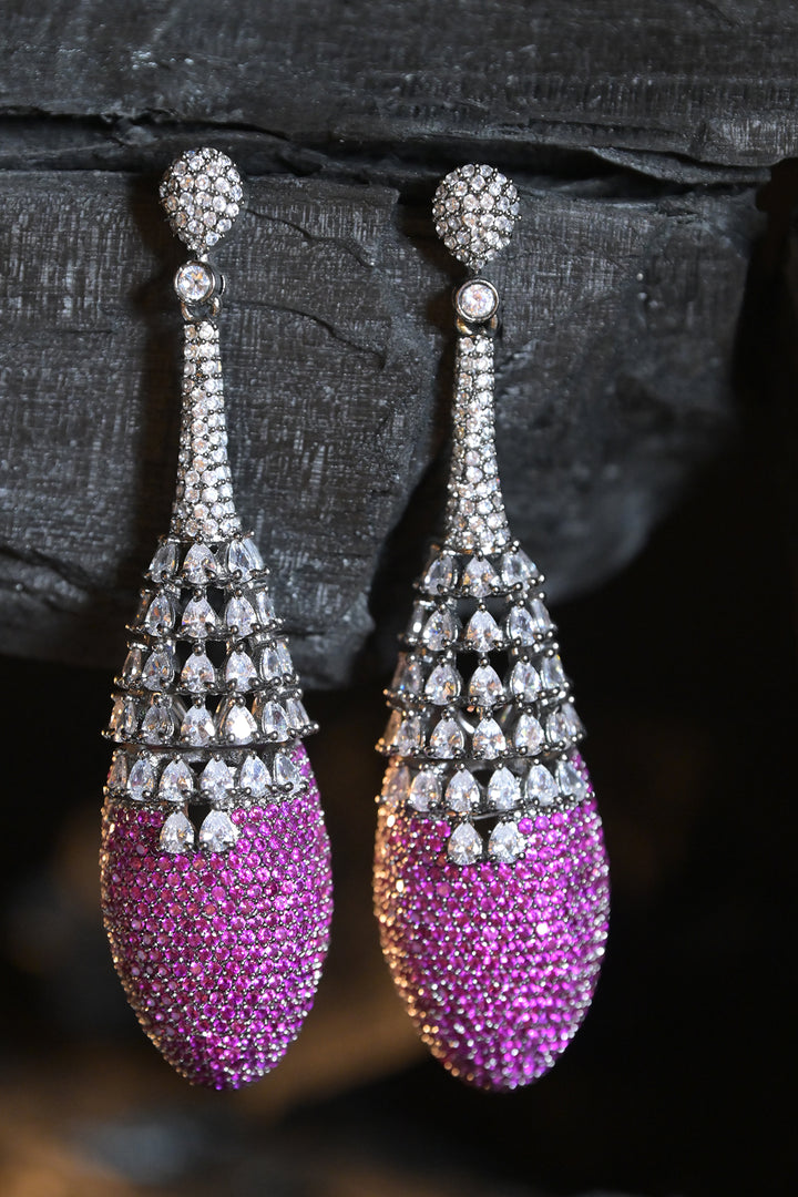 Dewdrops Oxidized Tassel Earrings