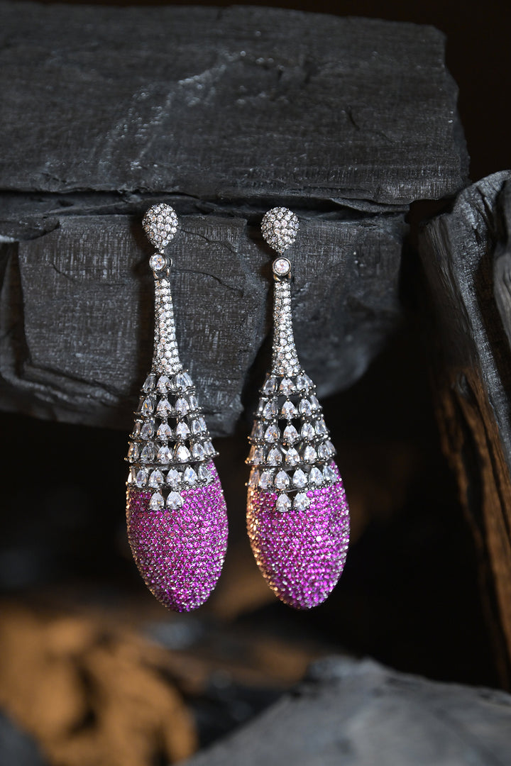 Dewdrops Oxidized Tassel Earrings