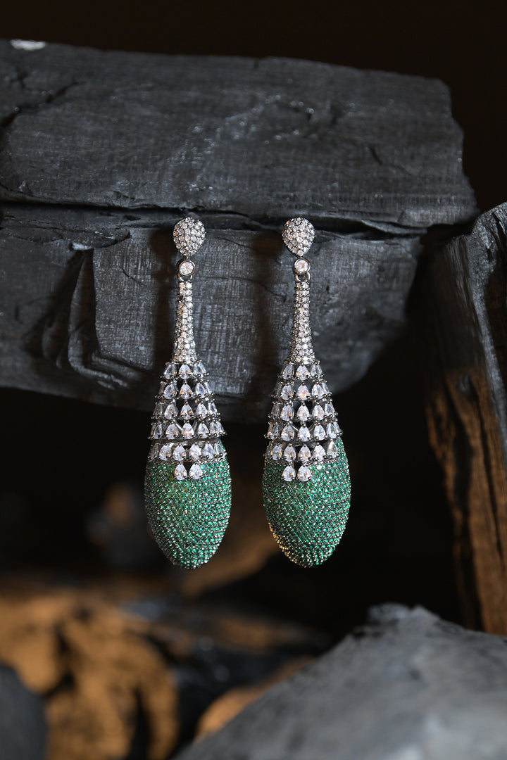 Dewdrops Oxidized Tassel Earrings