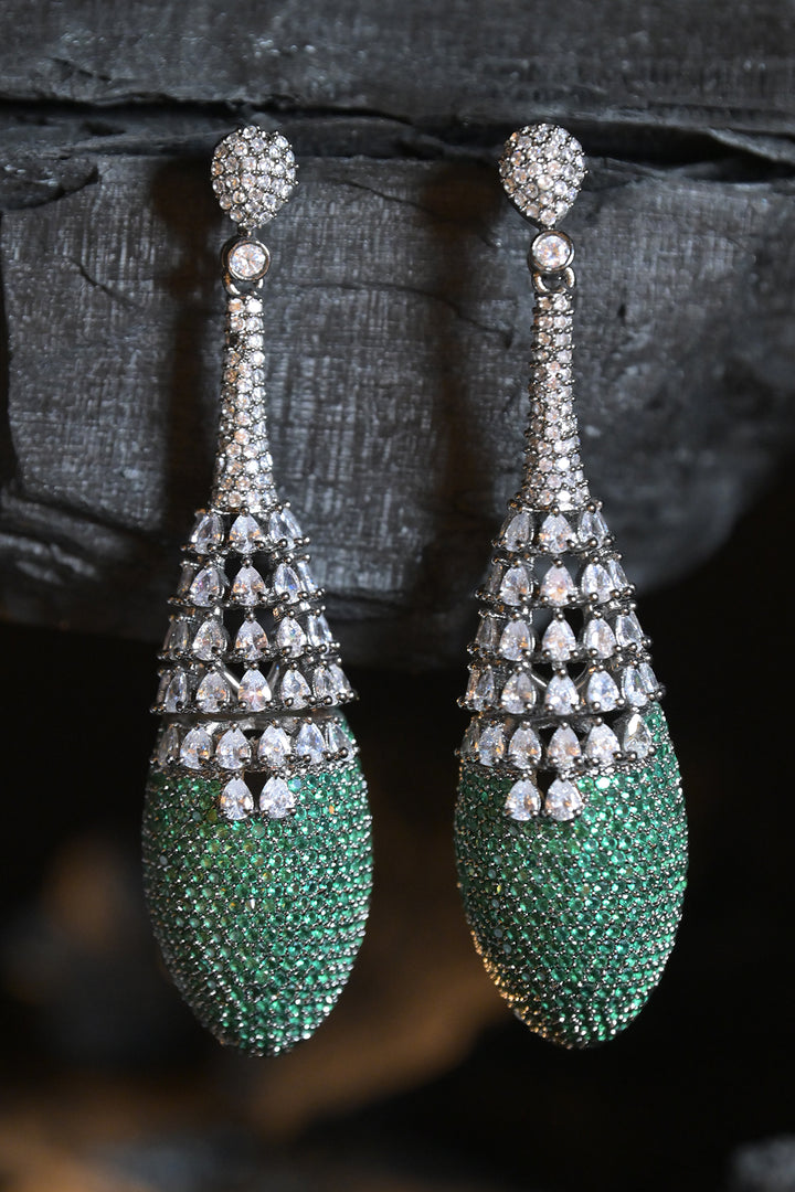 Dewdrops Oxidized Tassel Earrings