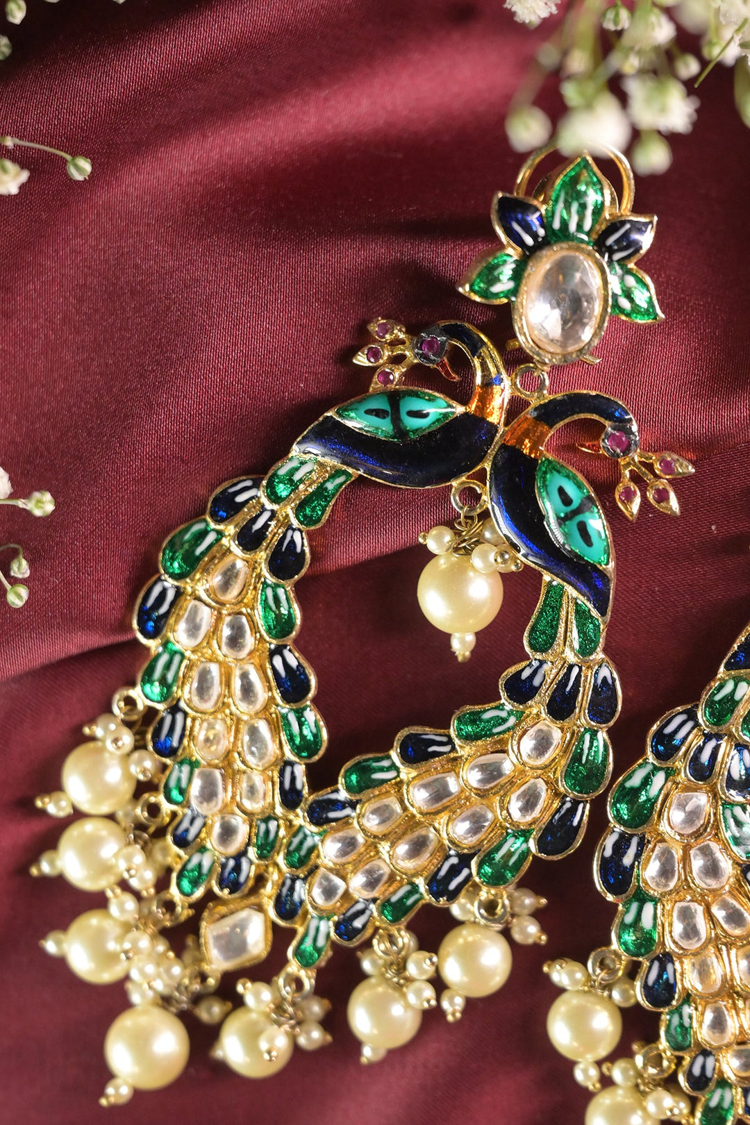 Morni Kundan Pearldrop Earrings