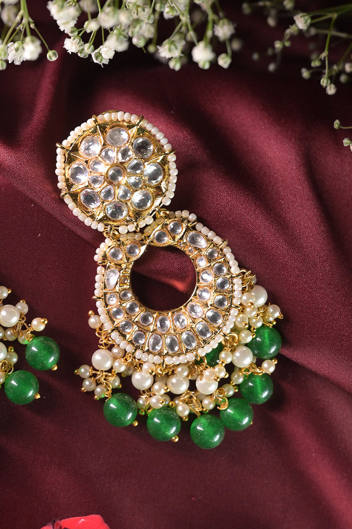 Nandi Kundan Greendrop Earrings