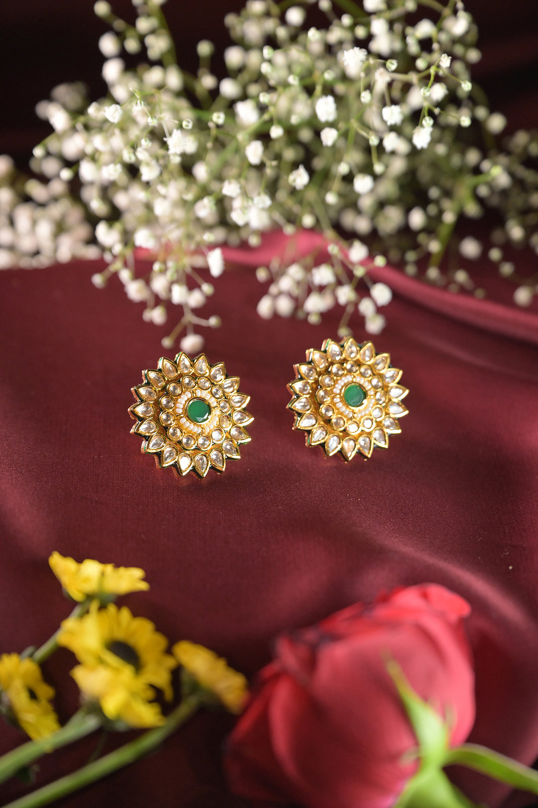 Shaaneem Polki Stud Earrings