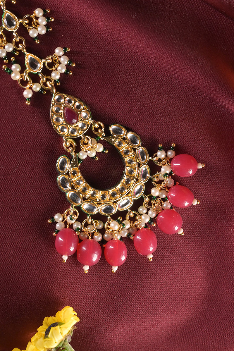 Jodha Sangeet Kundan Ruby Drop Maangtika