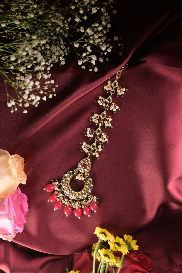 Jodha Sangeet Kundan Ruby Drop Maangtika