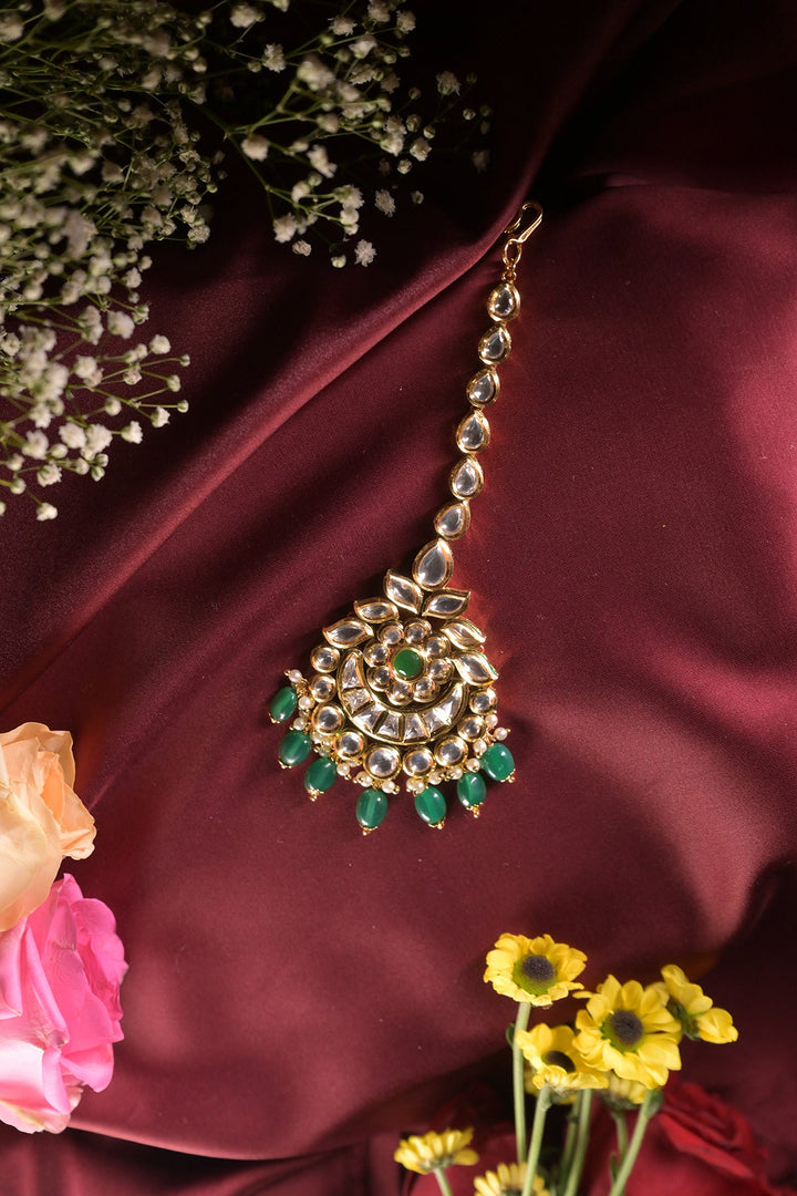 Noorjahan Bridal Kundan Gemstone Drop Maangtika