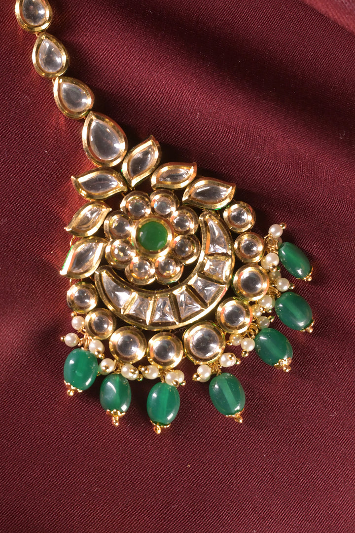 Noorjahan Bridal Kundan Gemstone Drop Maangtika