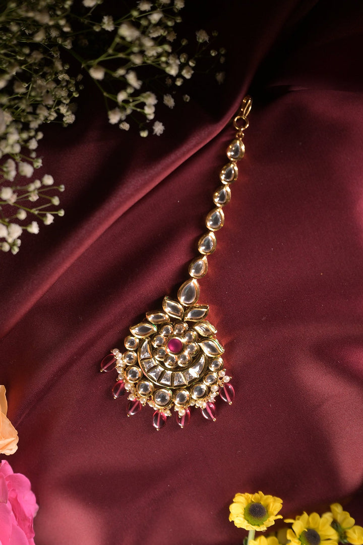 Noorjahan Bridal Kundan Gemstone Drop Maangtika