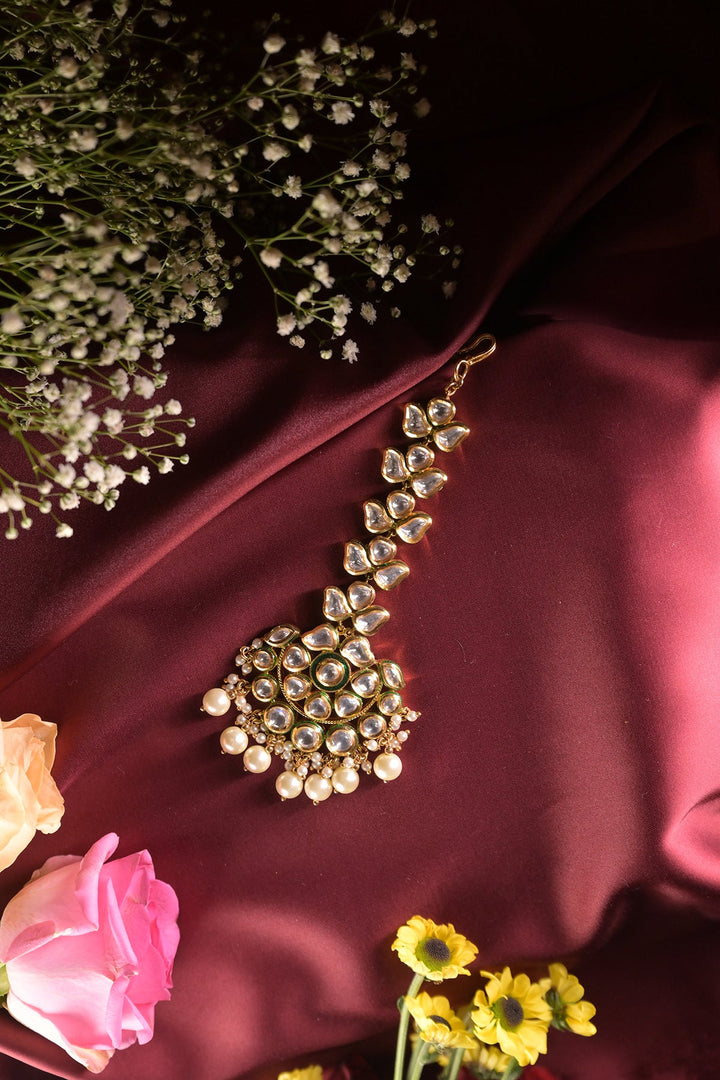 Inaayat Golden Polki Pearl Drop Maangtika