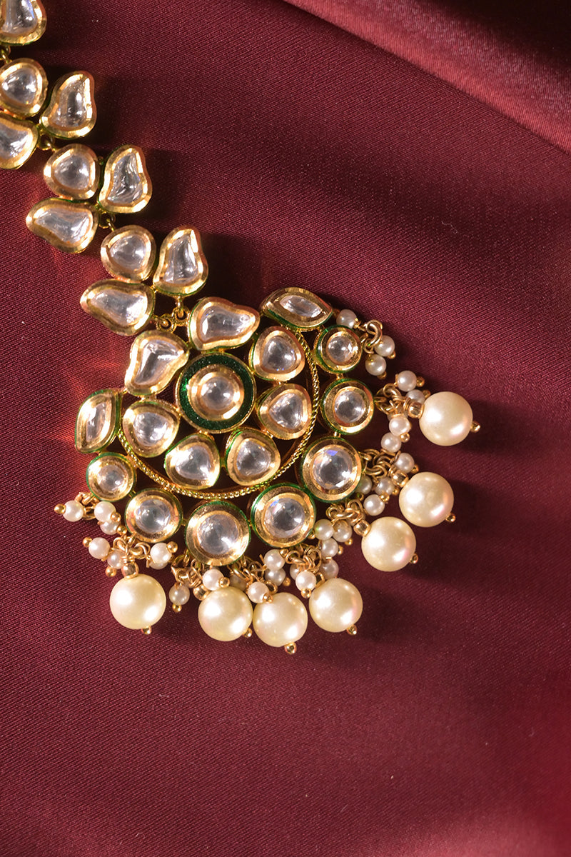 Inaayat Golden Polki Pearl Drop Maangtika