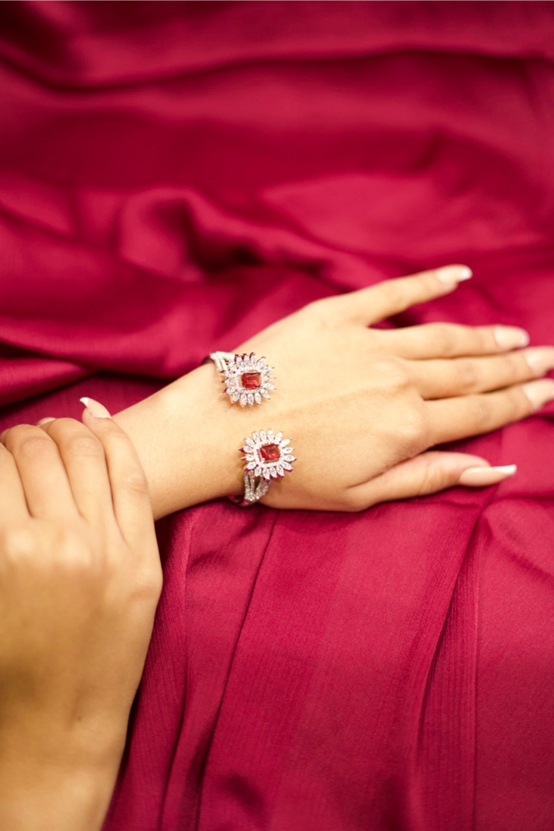 Rosie Diamond Flower Open Bracelet