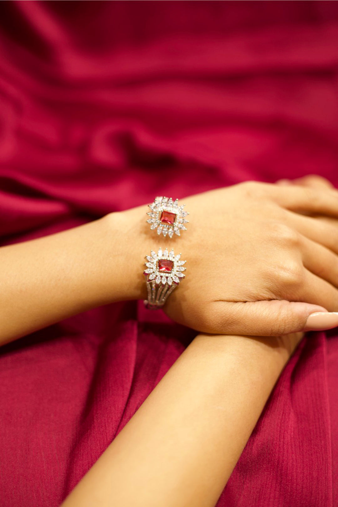 Rosie Diamond Flower Open Bracelet