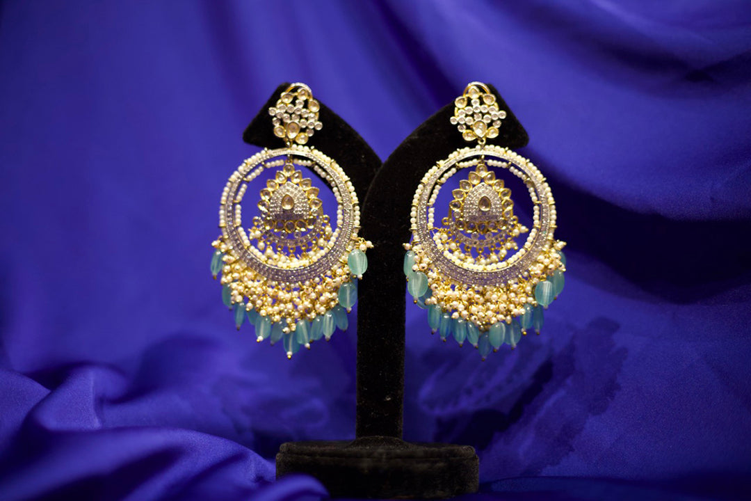 Mira Mint Jadau Chaandbalis Earrings