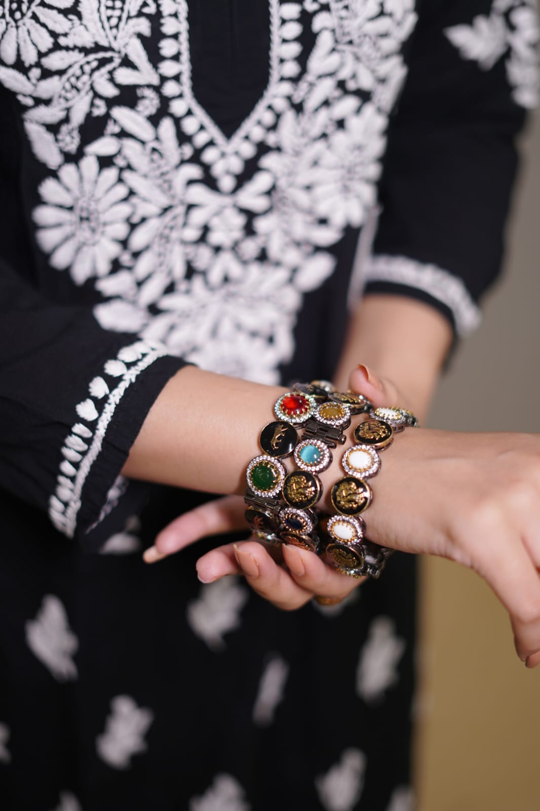 Sabina Multicolored Polki Meenakari Bangles