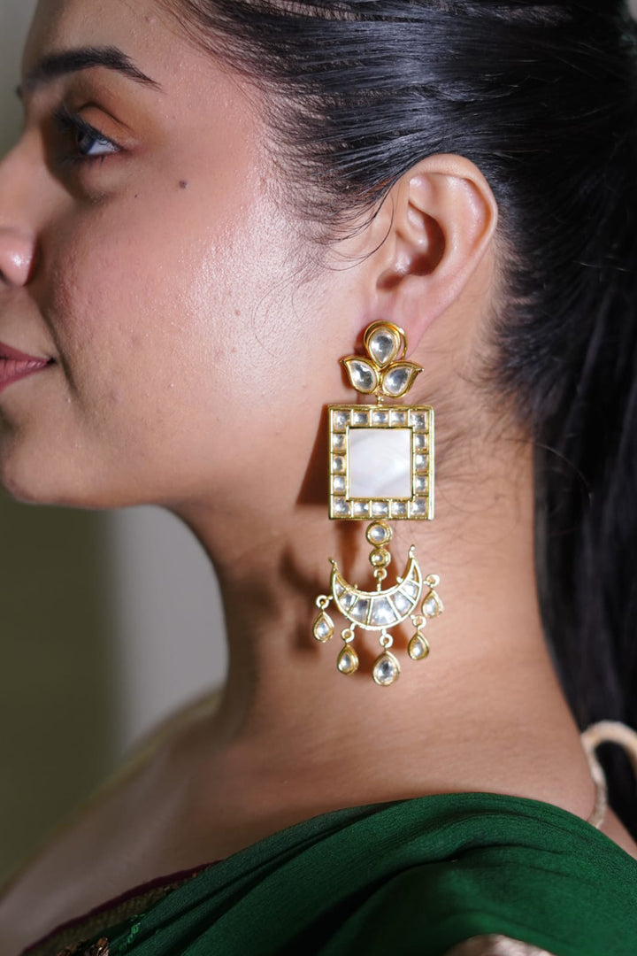 Supratika Polki Gold Dangler Earrings
