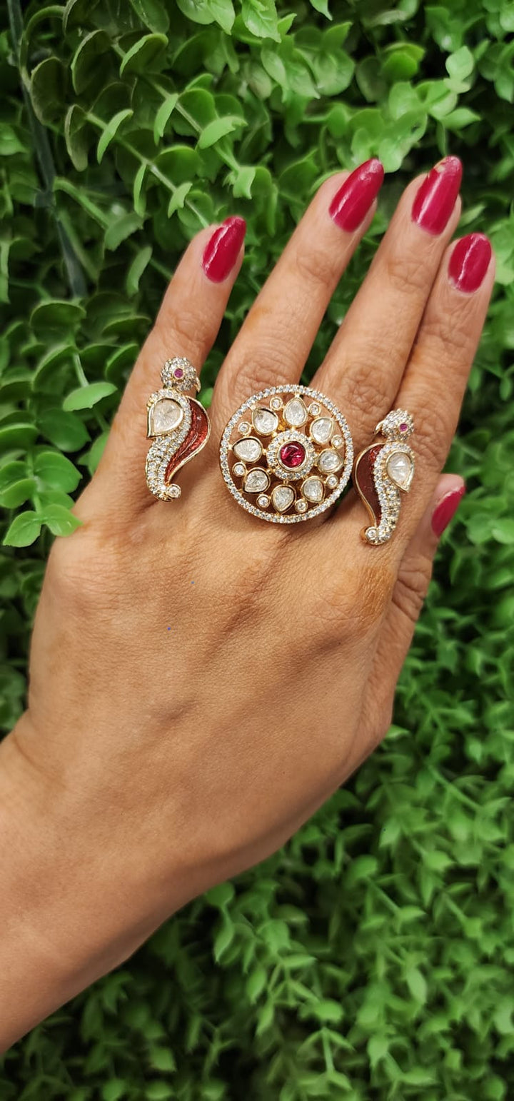 Mayuri Haldi Polki Three-Finger Ring