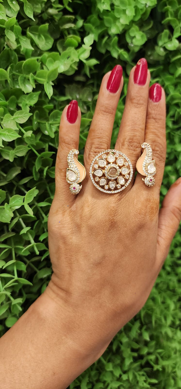 Mayuri Haldi Polki Three-Finger Ring