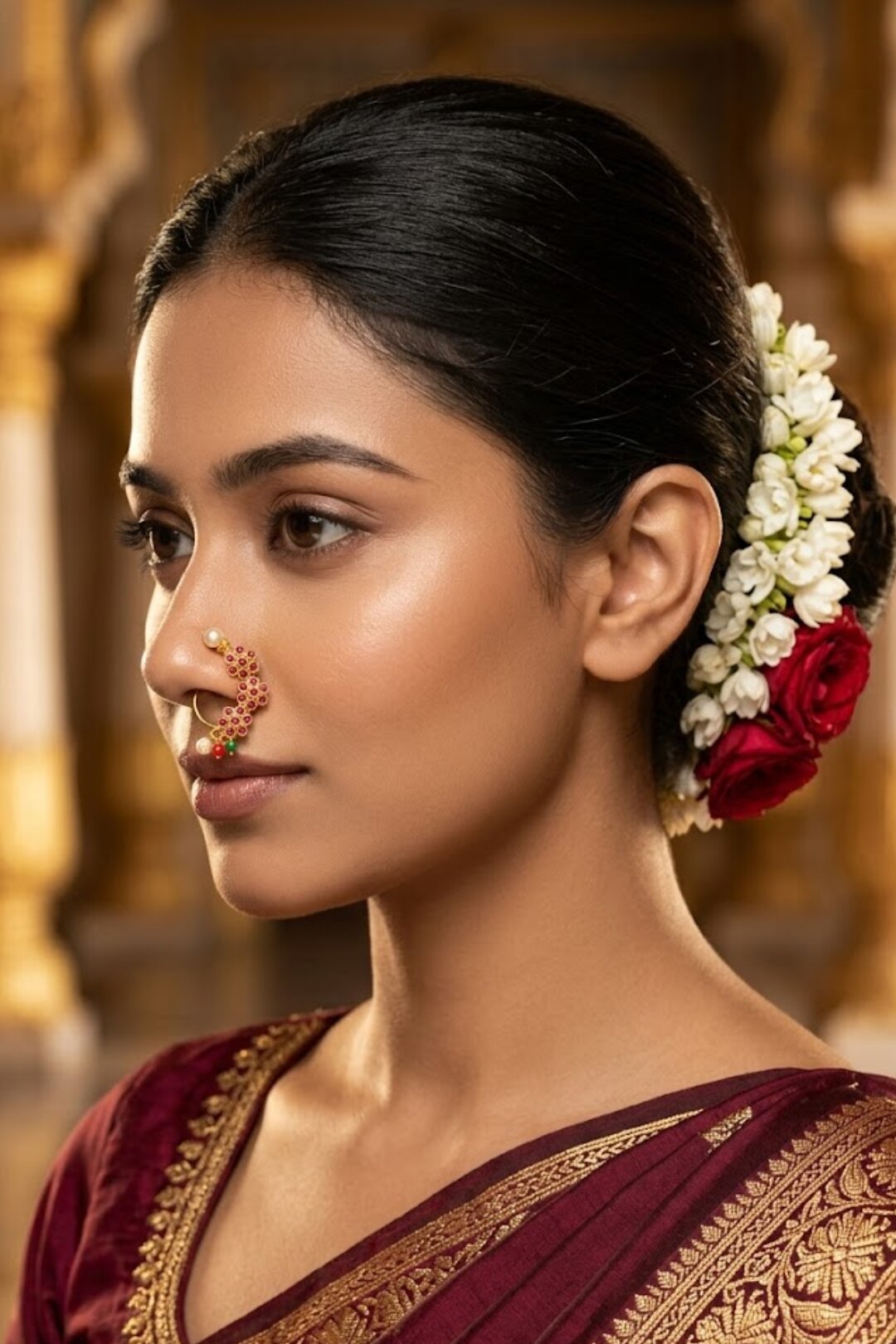 Apsara Maharashtrian Ruby Pearl Nosering
