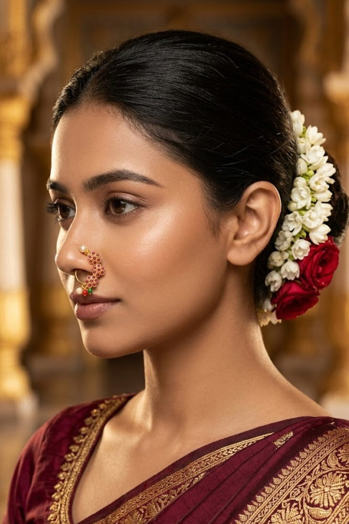 Apsara Maharashtrian Ruby Pearl Nosering