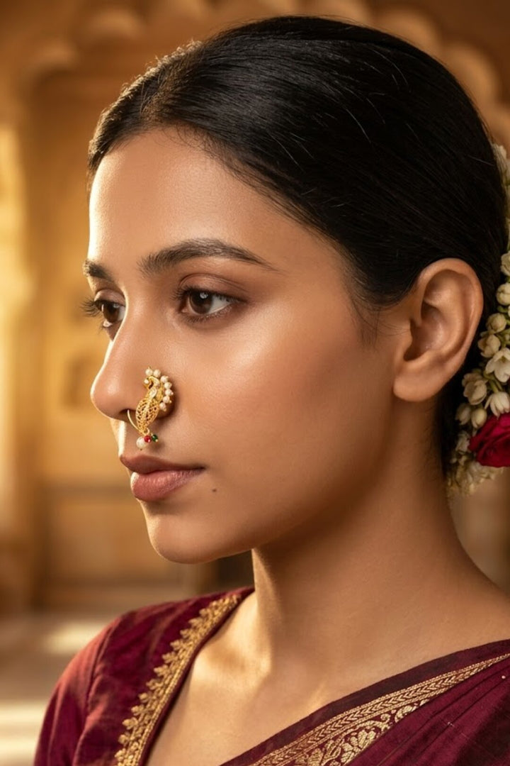 Ambika Maharashtrian Gold Pearl Nosering