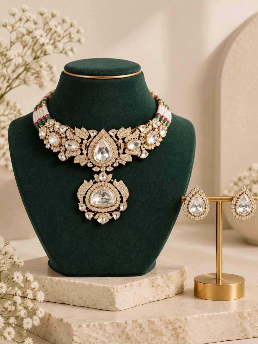 Rudrani Victorian Statement Polki Golden Choker Necklace