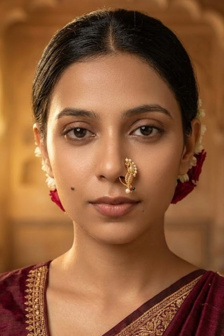 Ambika Maharashtrian Gold Pearl Nosering