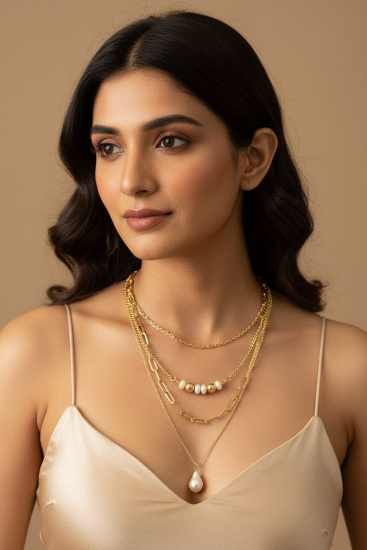 Nilgiri Pearl Drop Layered Necklace