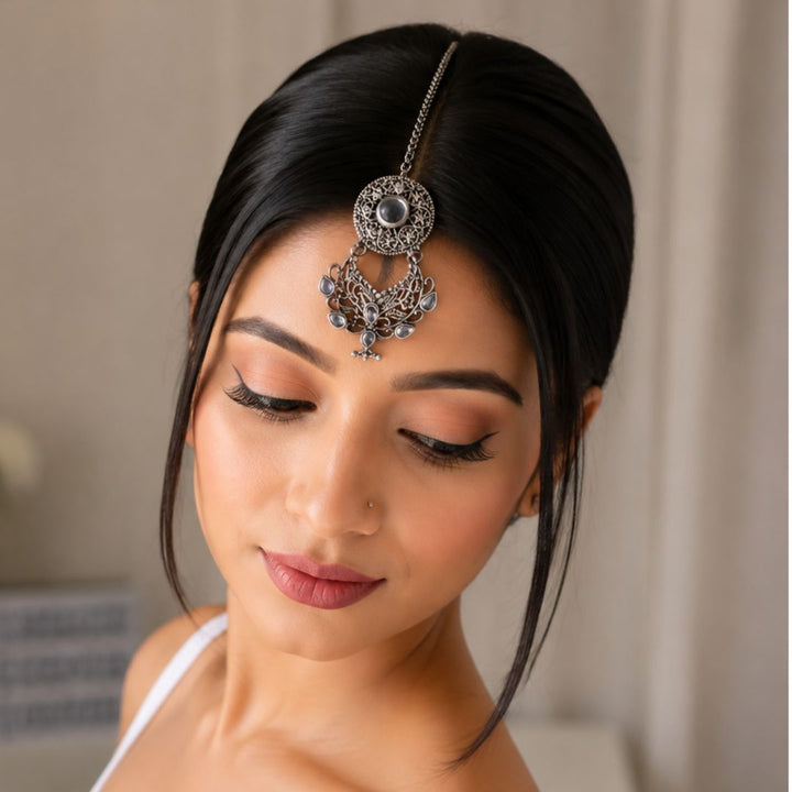 Mahagauri Silver Bodla Drop Maangtika