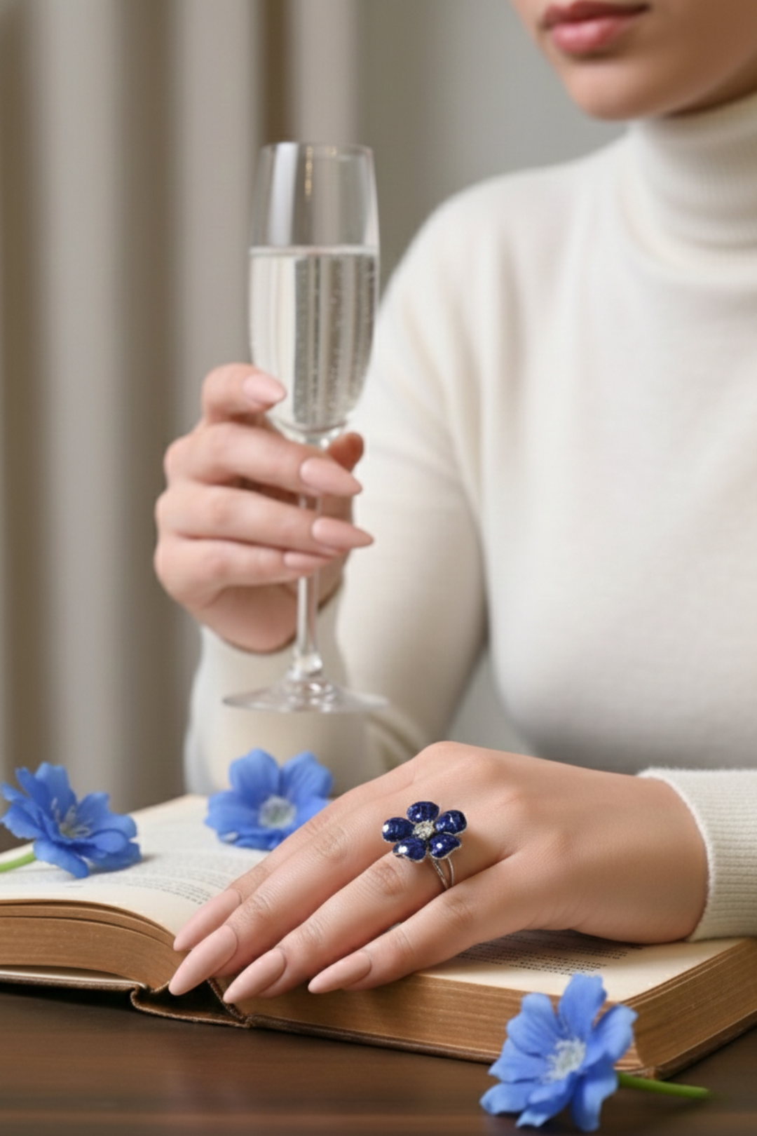 Rosie Red Flower Diamond Ring