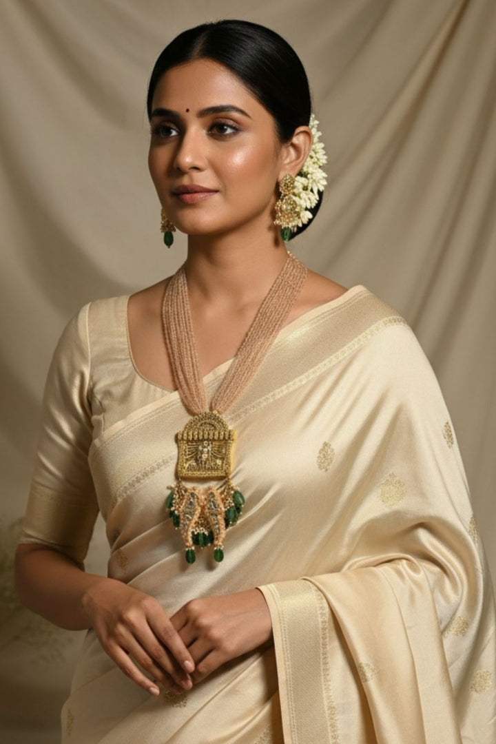 Durga Parrot Green Temple Necklace