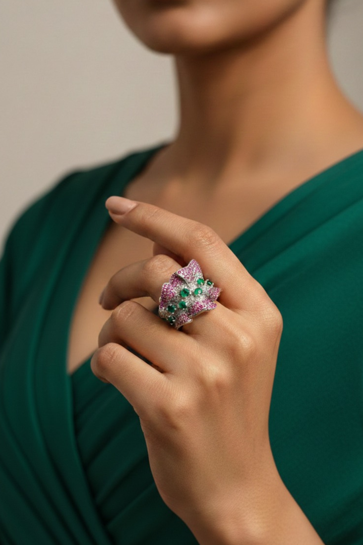 Padma Pink Crown Bloom Ring