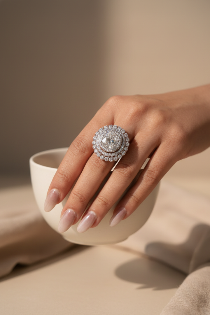 Avon Floral Diamond Adjustable Ring