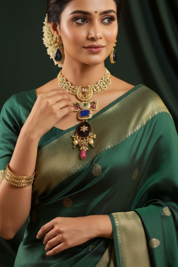 Padmavati Meenakari Gemstone Cluster Necklace