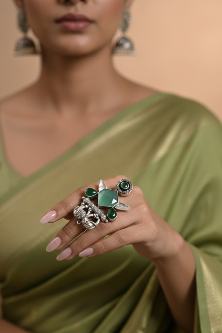 Kamesi Boho Silver Facet Ring