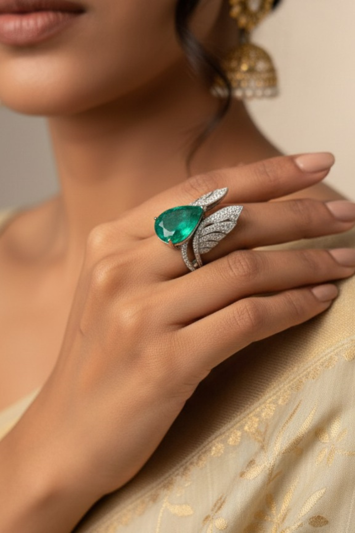 Wings Of Grace Emerald Ring